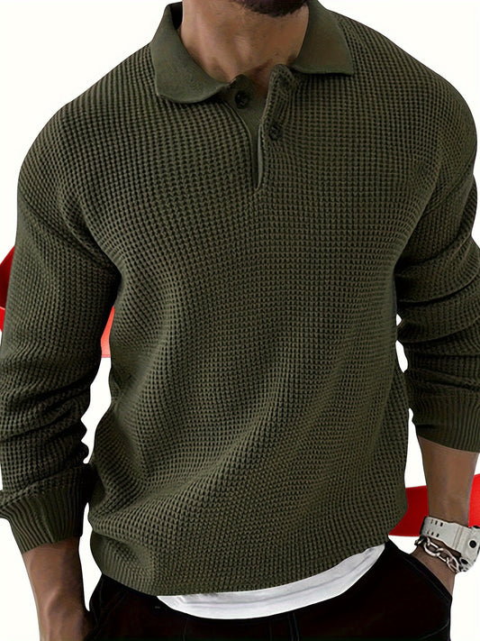 Cozy Men's Solid Knitted Pullover Sweater - Soft, Casual, Long Sleeve, Fall Winter Essential - Perfect for Outdoor Activities and Daily Wear