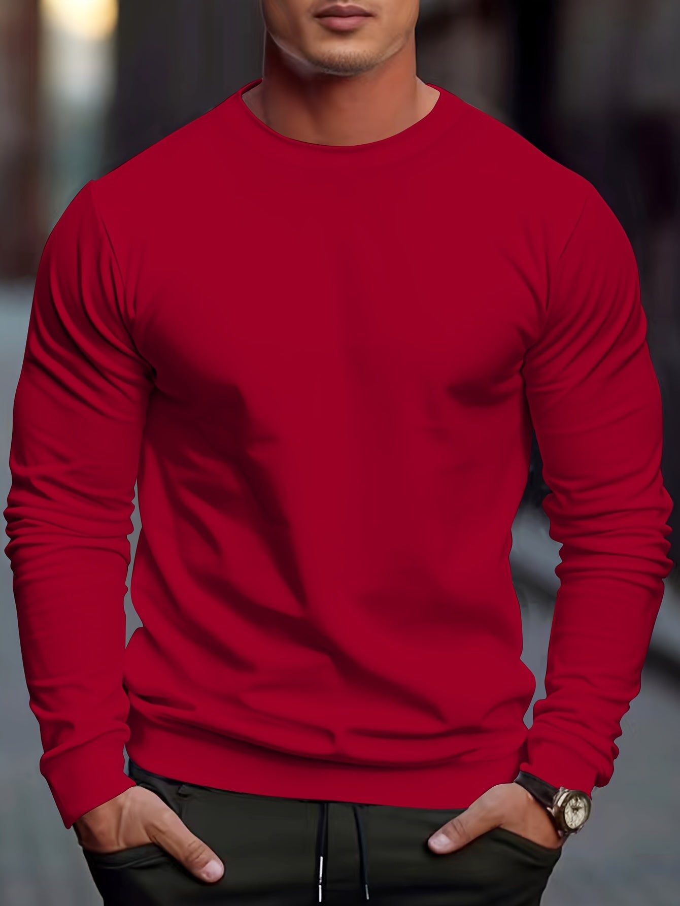 Cozy Fit Solid Crew Neck Sweatshirt - Active Sweatshirts for Men - Soft, Breathable, Casual Pullover for Fall and Winter - Perfect for Outdoor Activities