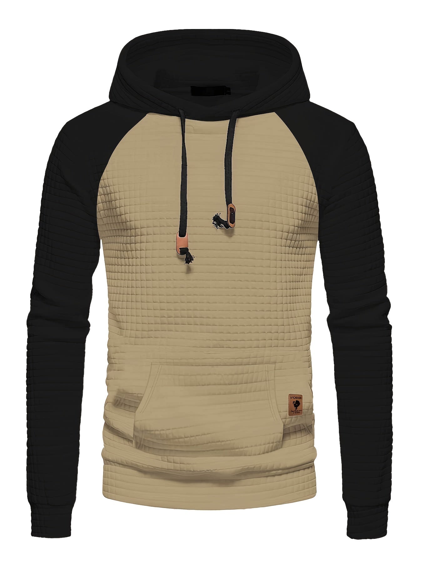 Color Block Waffle Cool Hoodies For Men, Men's Casual Hooded Sweatshirt Streetwear For Winter Fall, As Gifts