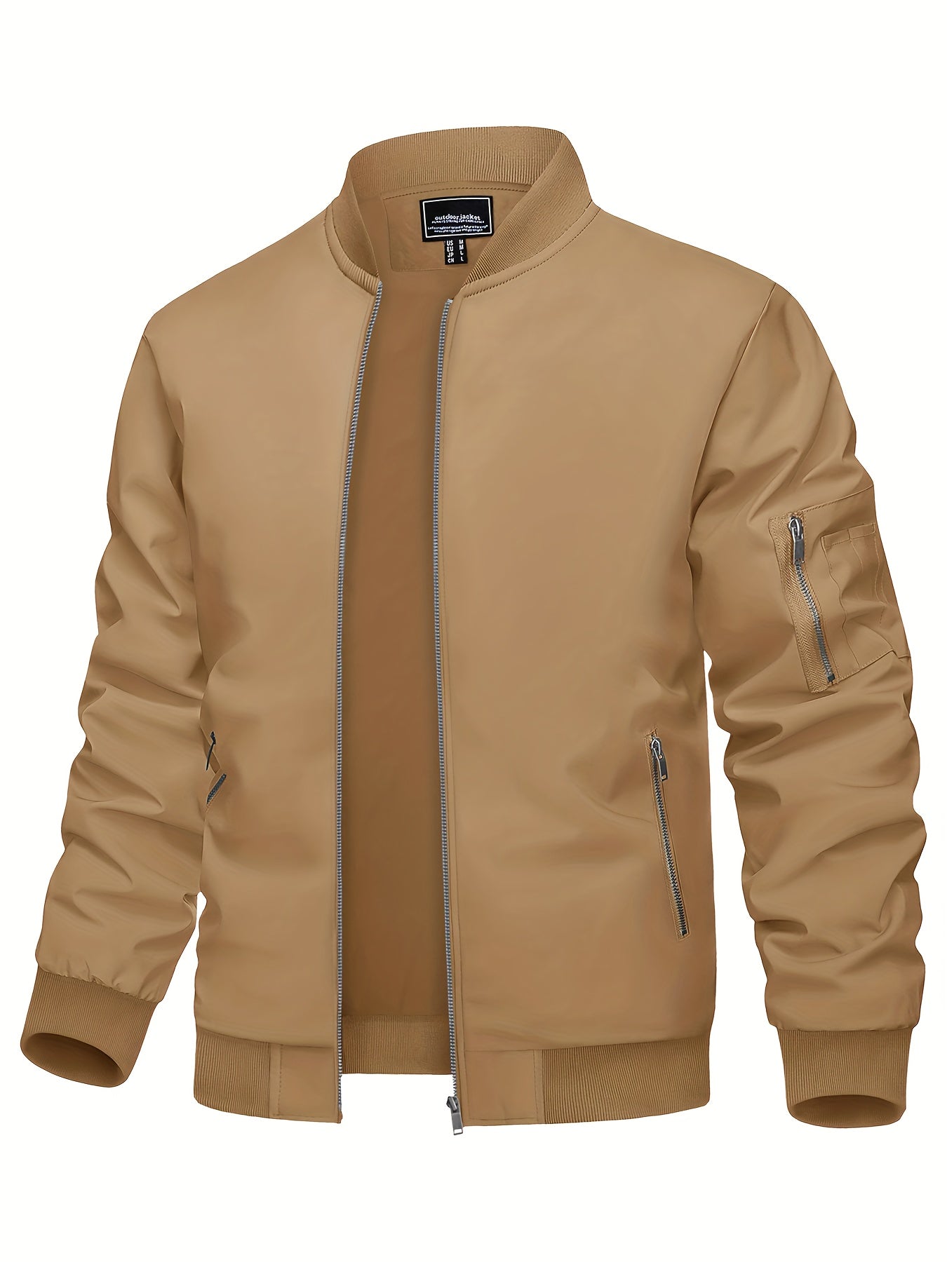 Men's Classic Thermal Bomber Jacket - Lightweight, Soft, Warm, and Windproof with Multi-Pockets, Stand Collar, and Zipper Closure - Perfect for Dating, Running, Party, Working, and Daily Wear in Spring and Fall Seasons