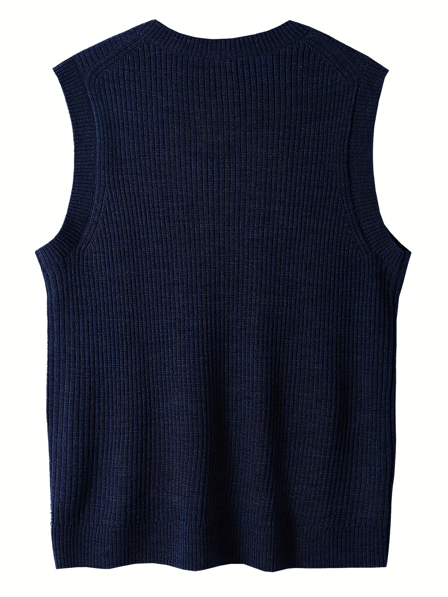 Men's V Neck Sweater Vest, Pullover Solid Color Sleeveless Sweaters Vest, Preppy Style