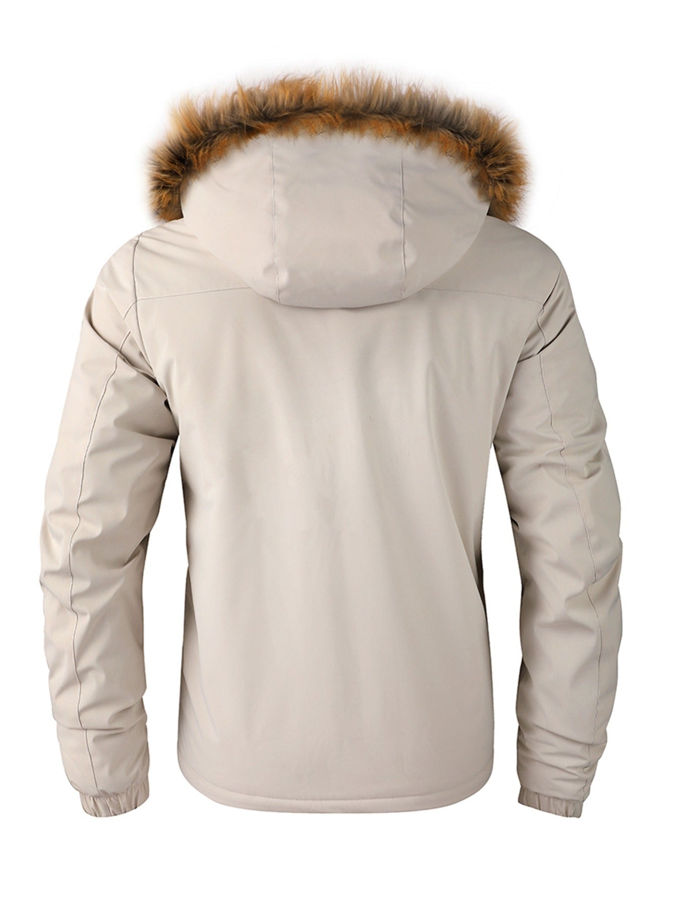 New Fall/Winter, Men's Flap Pocket Padded Jacket, With Faux Fur Hoodie Coat