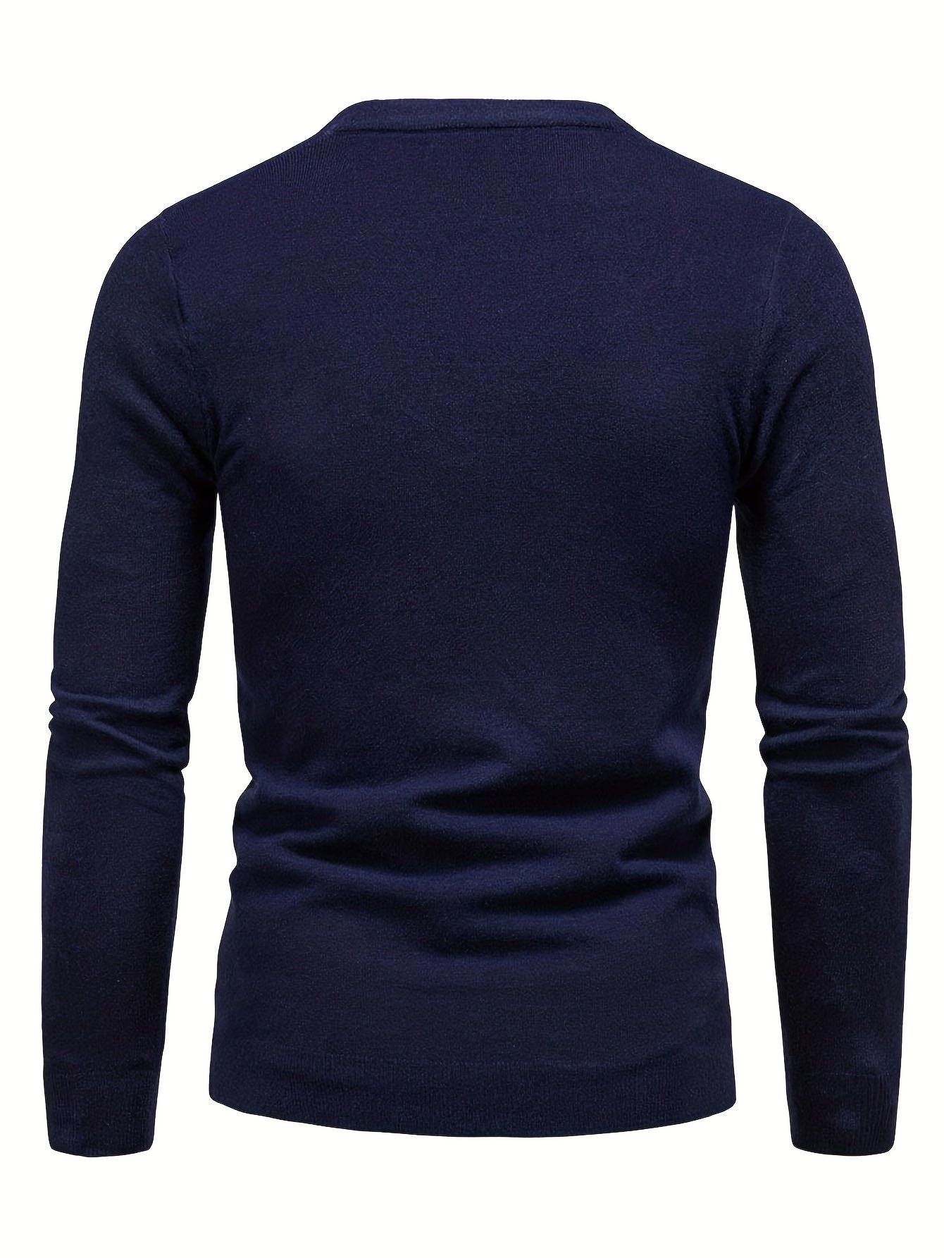 Christian Themed Letter Print Men's Casual Stretch Long Sleeve Knitted Round Neck Sweater, Spring Fall Pullover Top