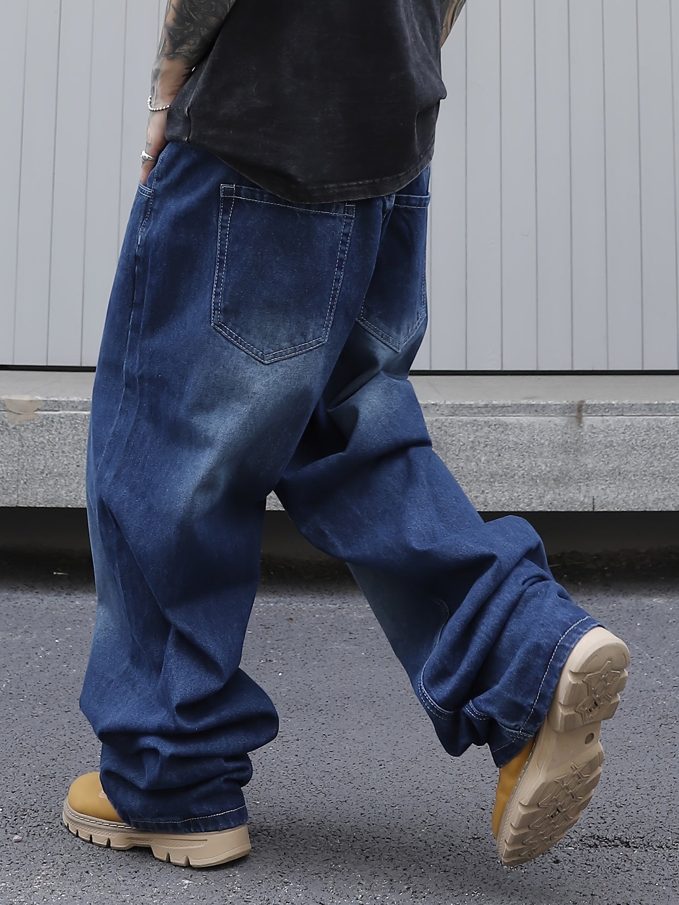 Men's Loose Fit Wide Leg Jeans, Men's Stylish Comfy Denim Pants, Versatile For Four Seasons