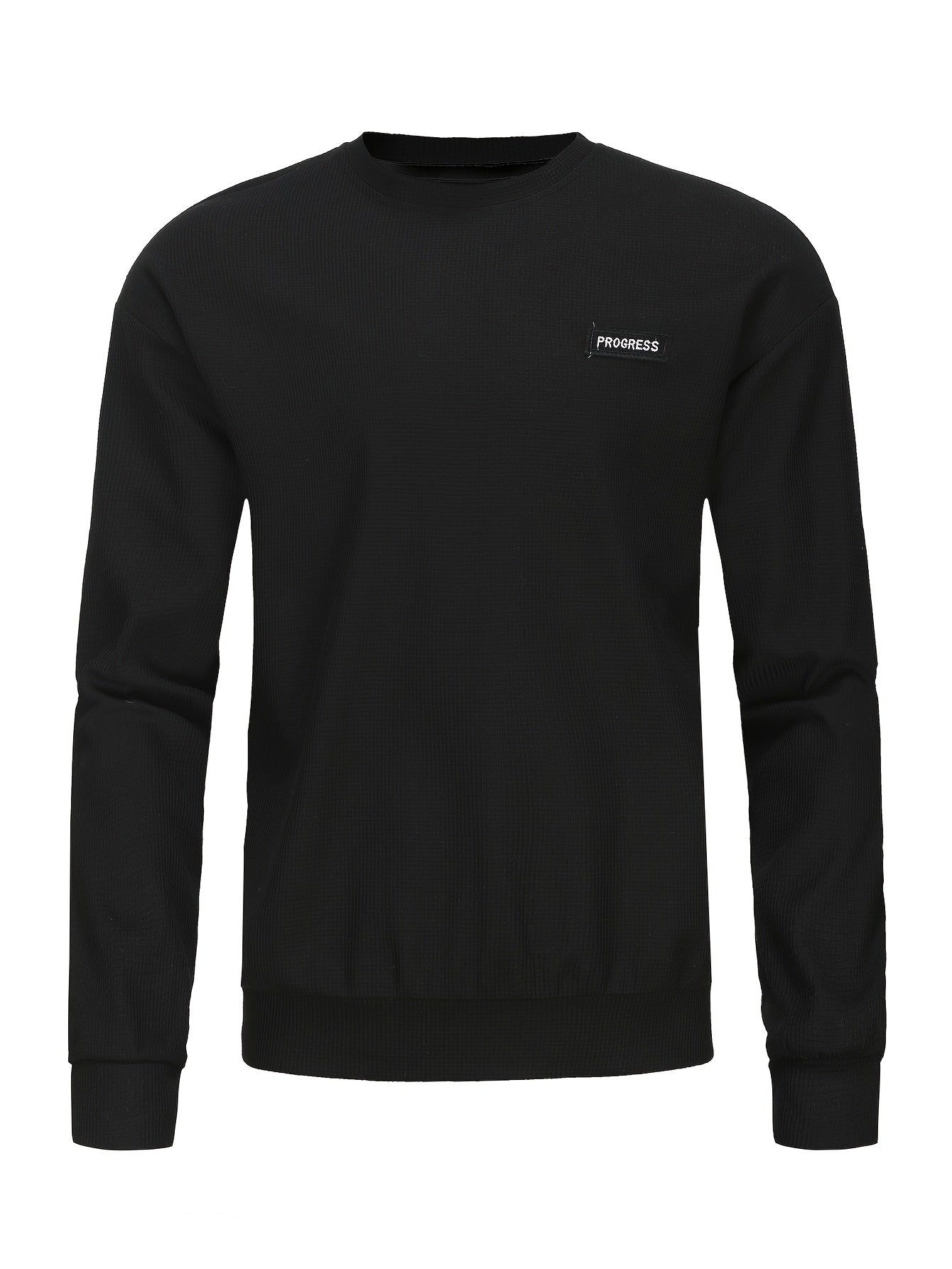 Men's Casual Crew Neck Sweatshirt - Comfortable, Breathable Knit, Durable Solid Color Top for Easy Outdoor Style