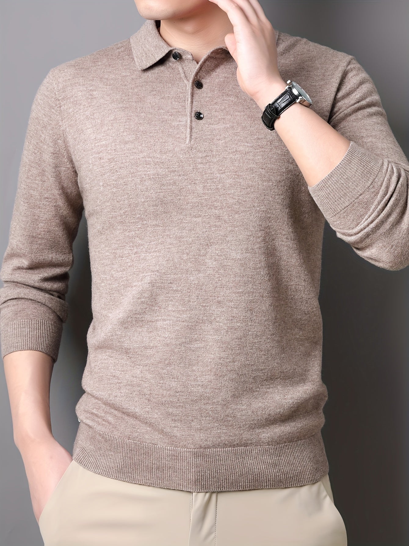 Mens Classic Knit Crew Neck Sweater - Soft, Breathable, Versatile Long Sleeve Pullover Top for Spring and Fall - Perfect for Casual Daily Wear, Outdoor Activities, and Layering