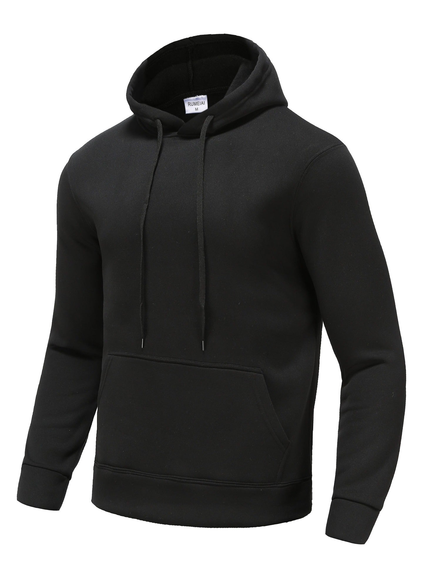 Mens Cozy Thermal Hoodie with Rich Solid Color - Pouch Pocket & Adjustable Drawstring Hood - Perfect for Casual Wear