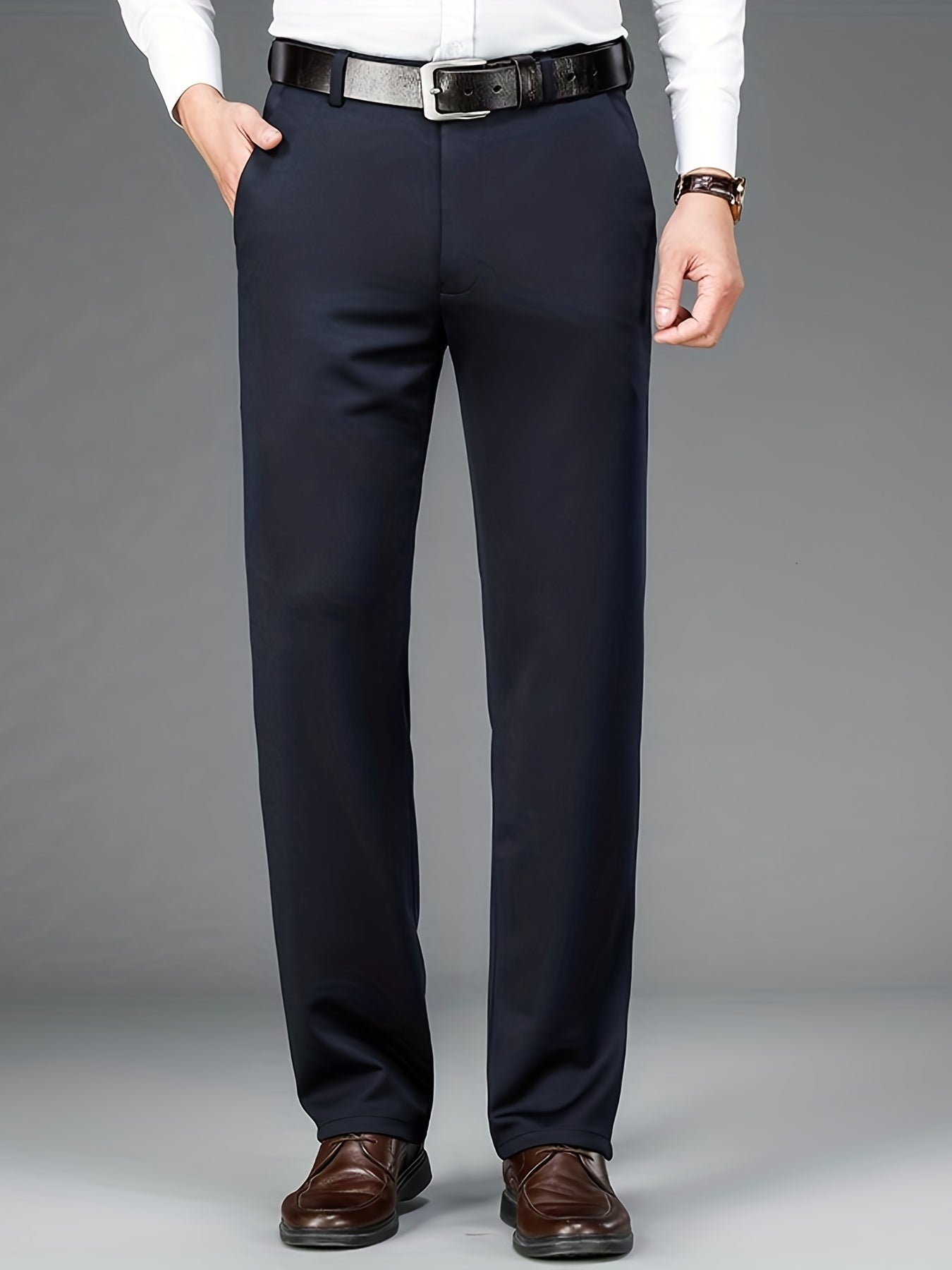 Elite Stretch Dress Pants - Classic Fit, Solid Colors, Slightly Stretchy, Breathable, Comfortable, Business Casual, Old Money Style, Perfect for Spring and Summer - Men's Formal Wear