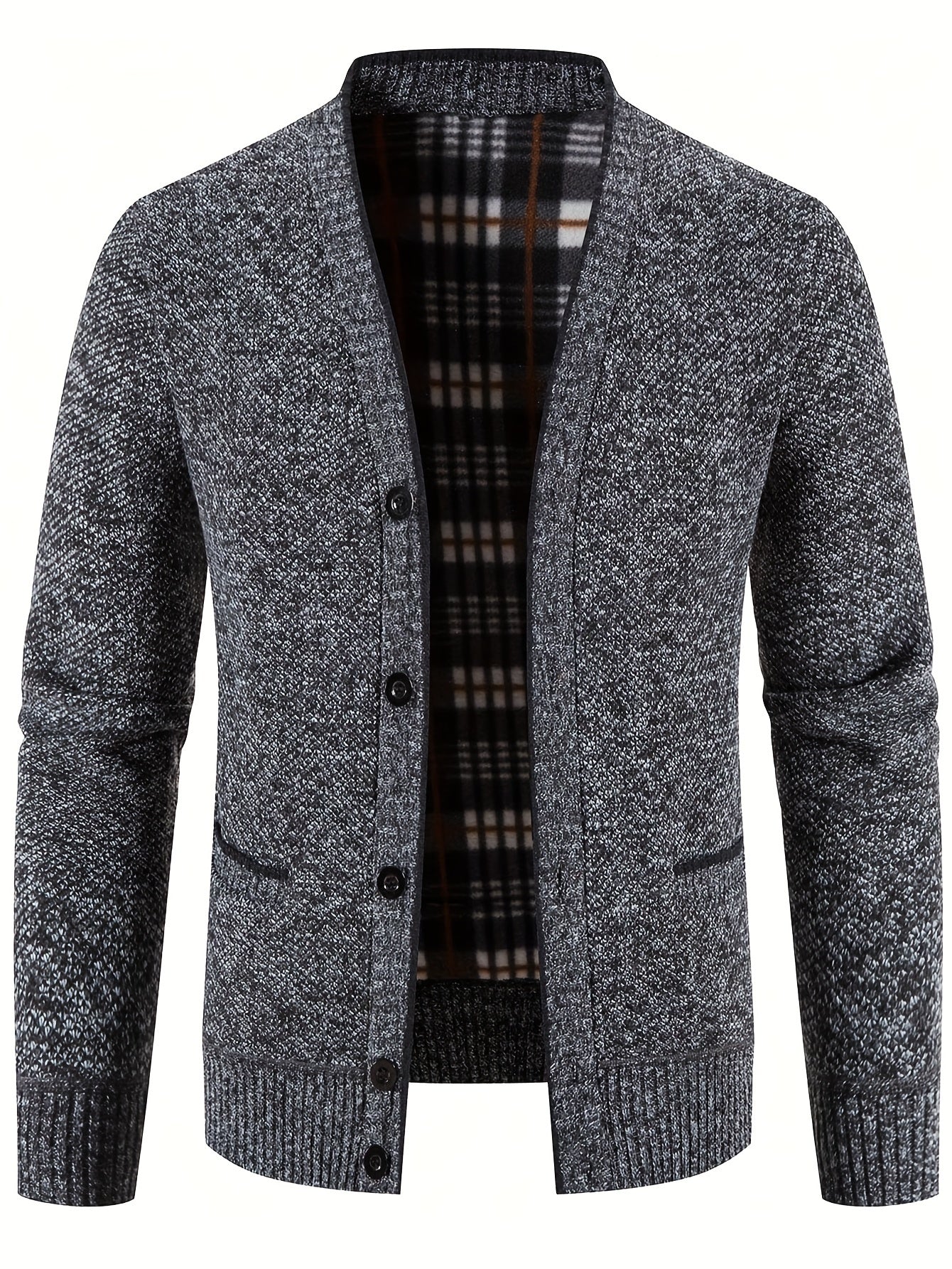 Elegant Slightly Stretch Retro Cardigan, Men's Casual Vintage Style V Neck Button Up Cardigan Sweater Coat For Fall Winter