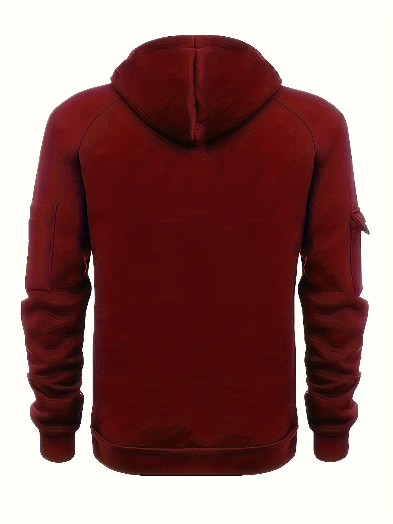 Men's Polyester Henley Hooded Sweatshirt with Pockets, 100% Polyester Knit Fabric, Long Sleeve Solid Color Sports Pullover, Regular Fit Casual Top for Spring/Fall