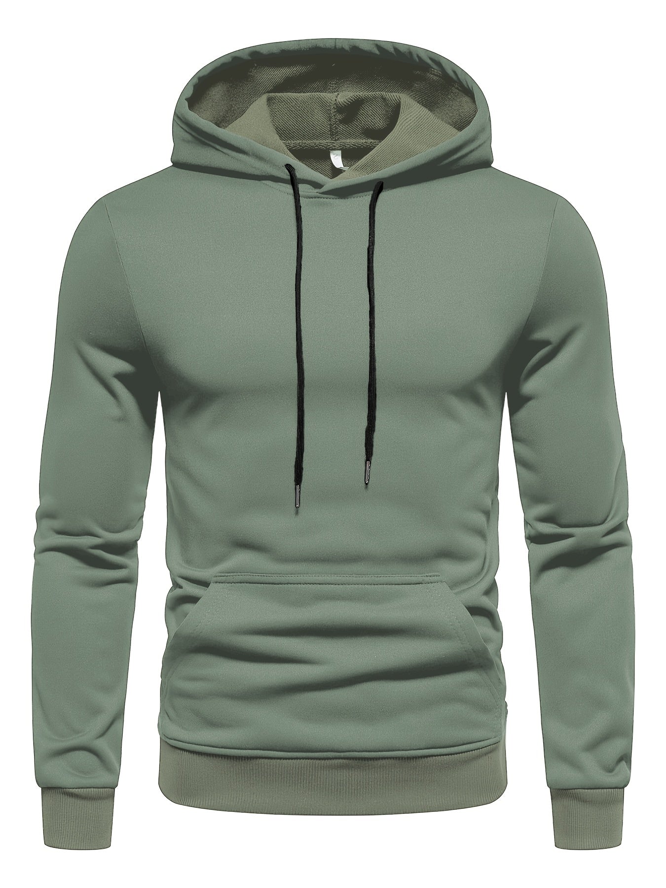 Mens Fashionable Solid Hoodie Sweatshirt - Athletic Street Style with Kangaroo Pocket - Warm & Versatile for Outdoor Sports, Autumn & Winter Wear