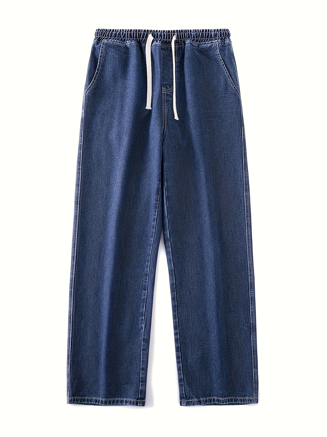 Trendy Teen's High-Waisted Denim - Breathable, Loose-Fit Streetwear Pants with Ombre Design, Elastic & Drawstring Waist