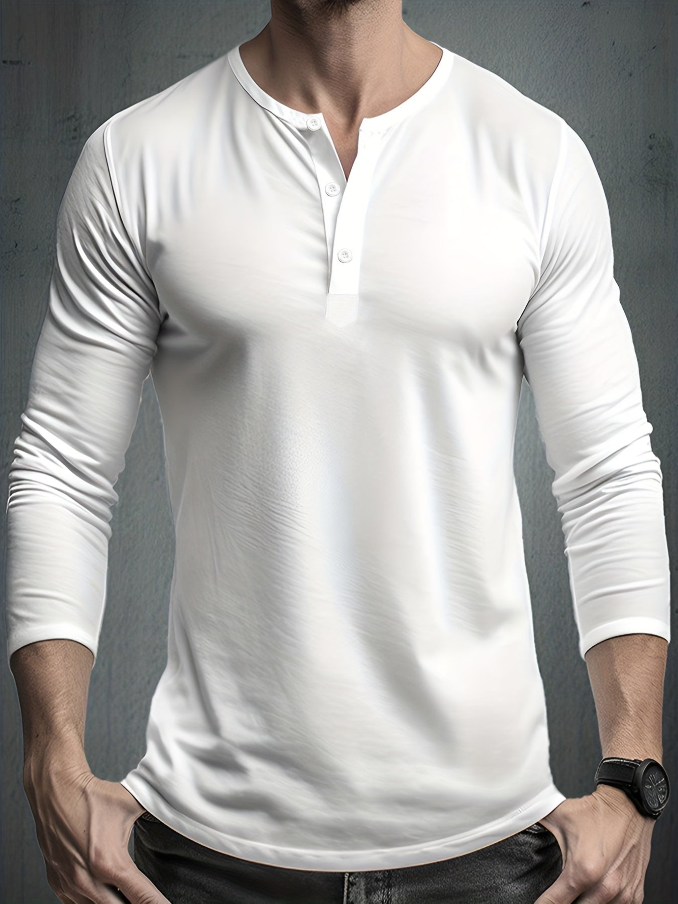 FORUWISH  -  Premium Mens Long Sleeve Henley T-Shirt - Stylish Casual Wear for Spring & Fall - Comfortable & Versatile for Outdoor & Indoor Adventures