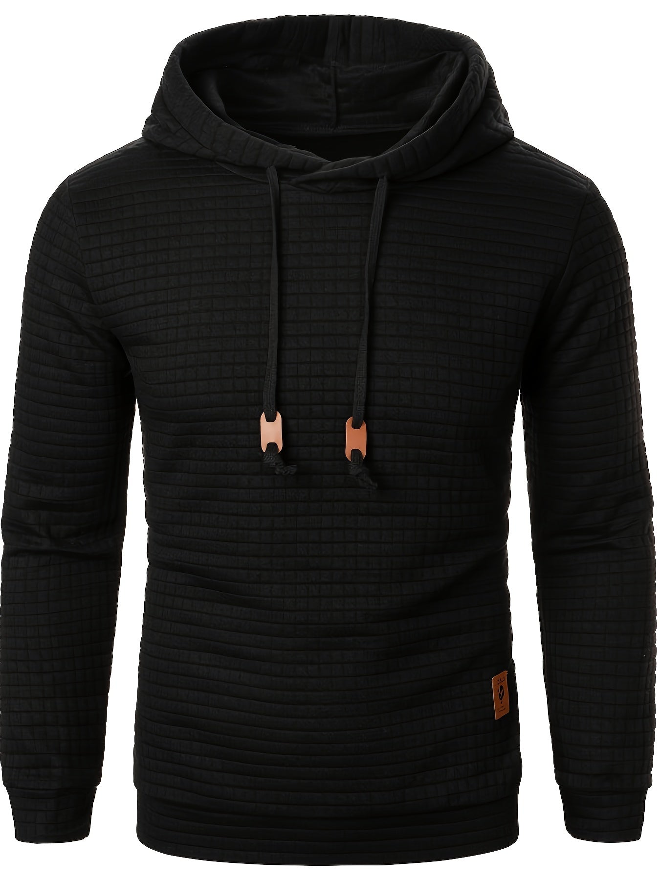 Cozy Mens Waffle Hoodie - Stylish Autumn/Winter Sweatshirt with Long Sleeves and Adjustable Drawstring for Comfortable Sports Wear