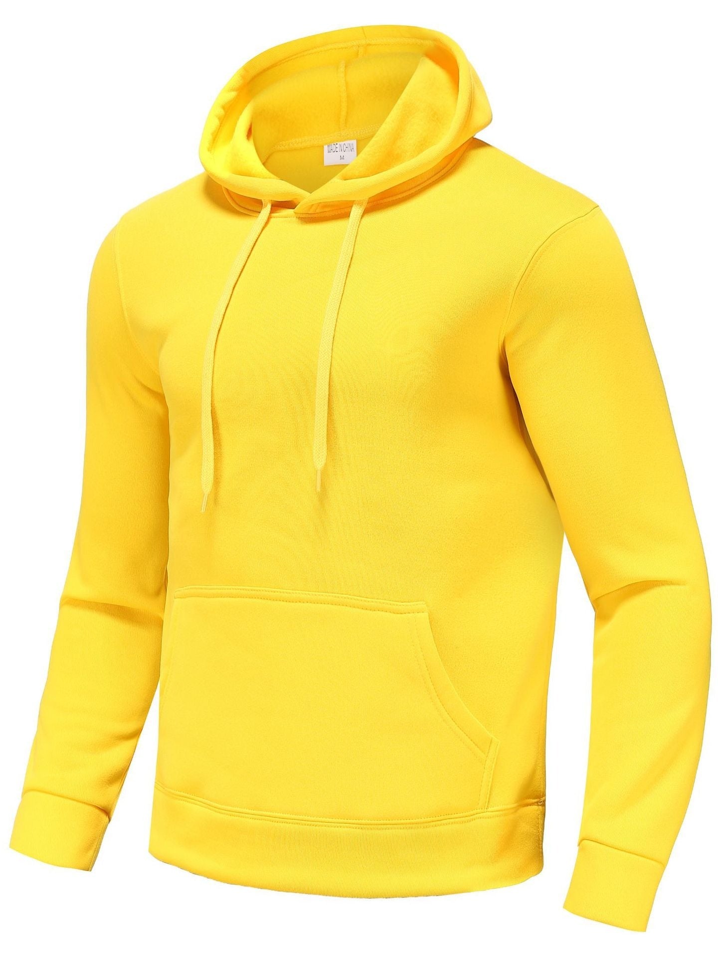 Mens Cozy Thermal Hoodie with Rich Solid Color - Pouch Pocket & Adjustable Drawstring Hood - Perfect for Casual Wear