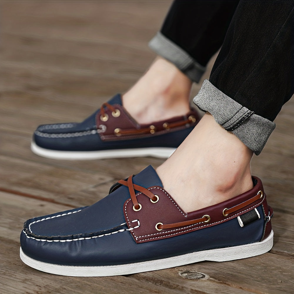 Plus Size Men's Luxury Boat Loafers - Premium PU Leather Uppers, Wear-Resistant Slip-On Shoes with Breathable Lining, Soft Insoles, and Anti-Slip Outsoles for Outdoor Walking, Spring and Summer Fashion