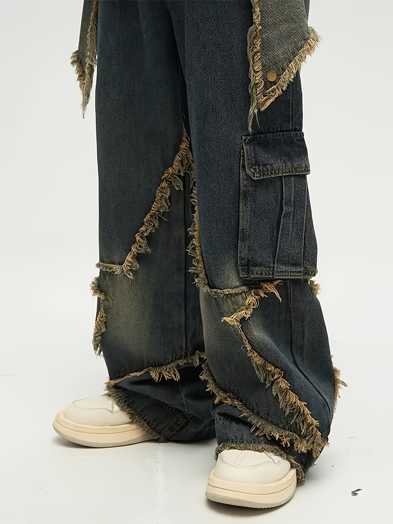 Men's Comfort-Fit Jeans - Relaxed Streetwear Denim with Raw Edge, Versatile Baggy Pants for Everyday Cool