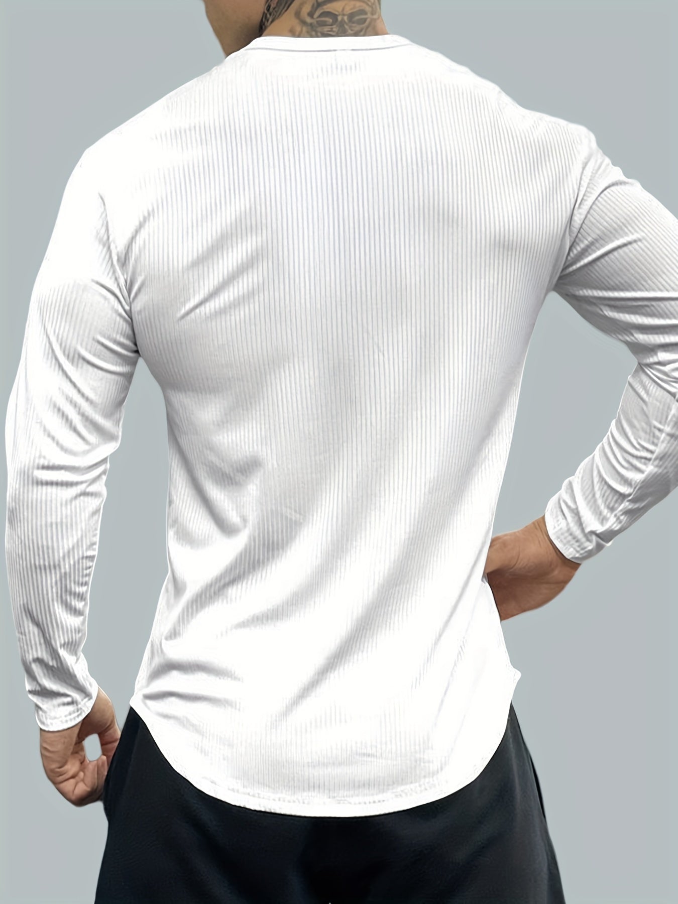 Quick-drying Men's Long-sleeved Solid Color Round Neck Sports T-shirt for Running Fitness Basketball Training