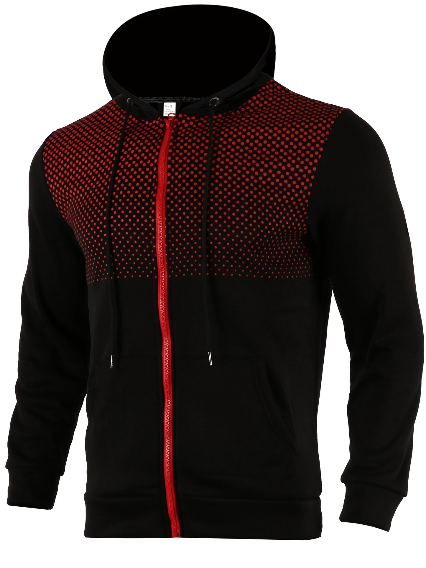 Men's Casual Long Sleeve Dot Print Hooded Jacket with Zipper for Gym Sports - Spring Fall Hoodie Coat