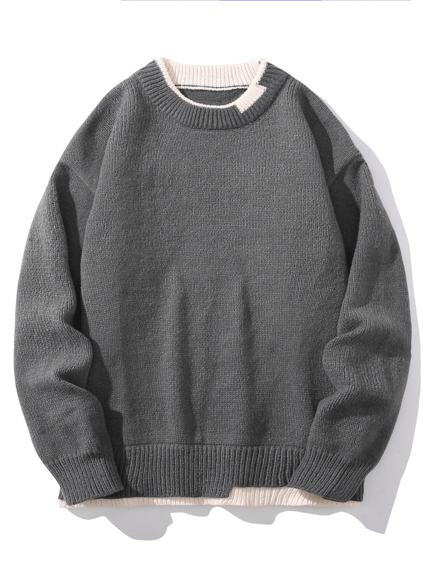 Men's Trendy Fake Two-Piece Design Thermal Sweater - Warm And Comfortable Pullover For Winter, K-pop