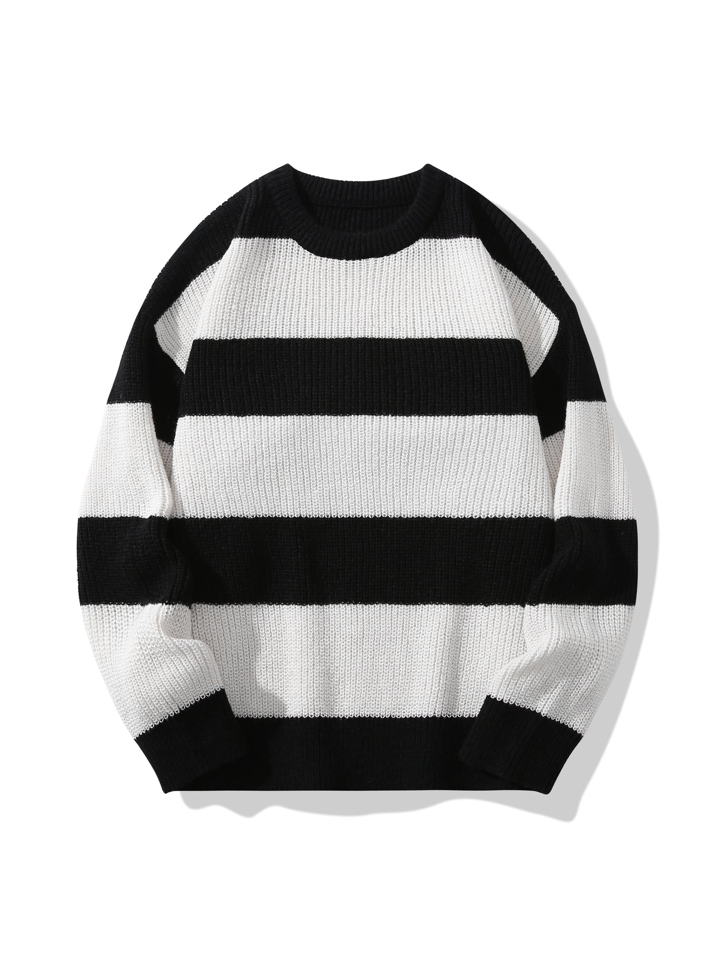 Trendy Men's Color Block Knitted Sweater - Warm And Comfortable Loose Pullover For Stylish Men