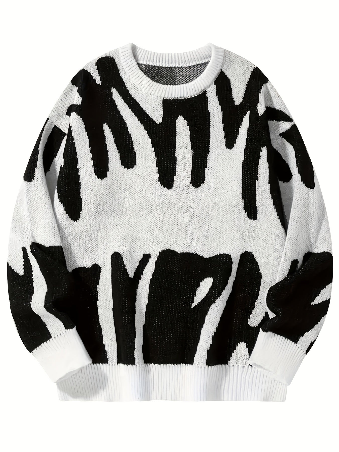 Men's Letter Print Long Sleeve And Crew Neck Sweater, Casual And Chic Tops For Spring And Autumn Leisurewear