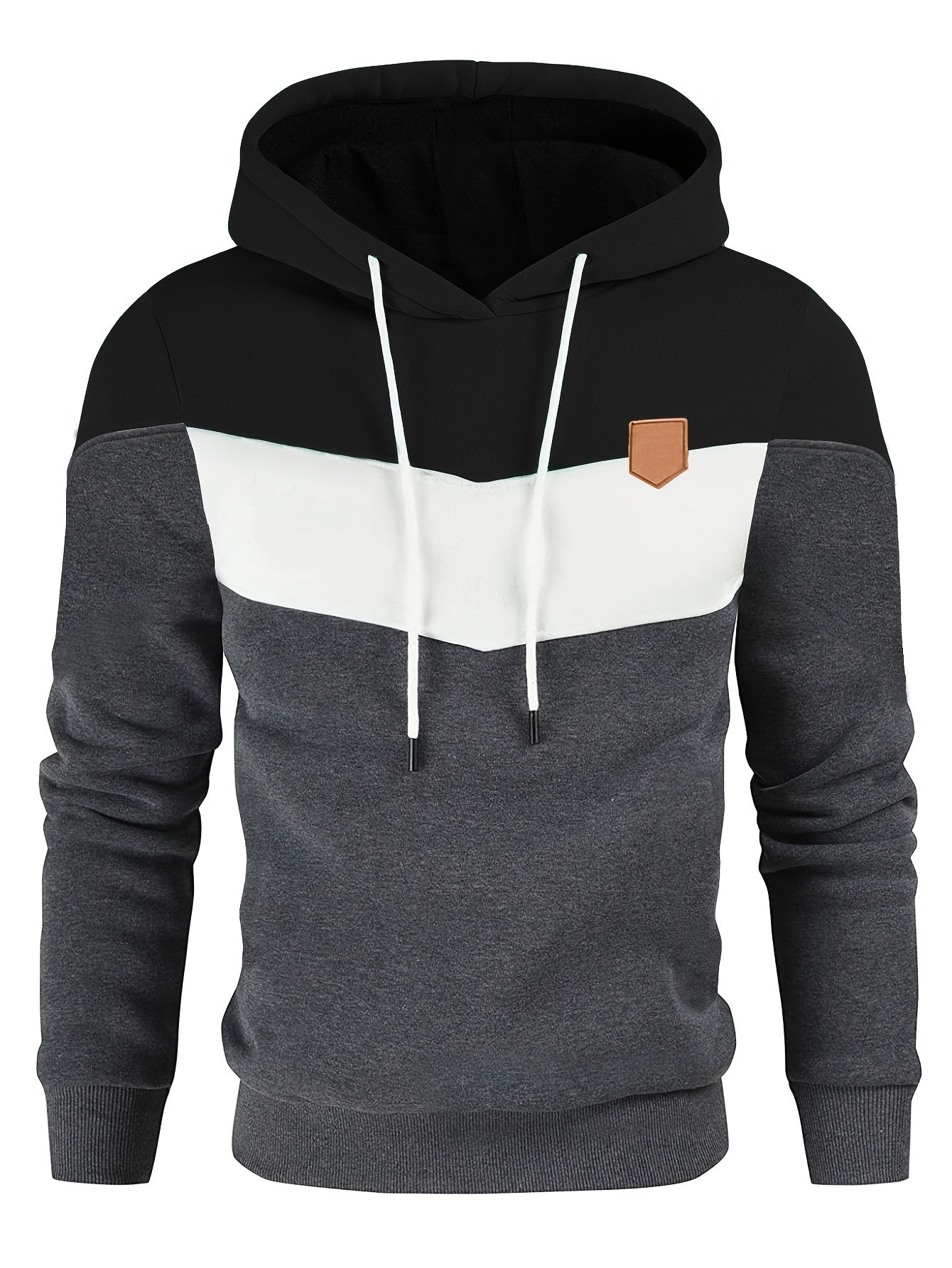 Men's Classic Color Block Hoodie - Durable Knit Pullover, Casual Fit With Kangaroo Pocket for Winter