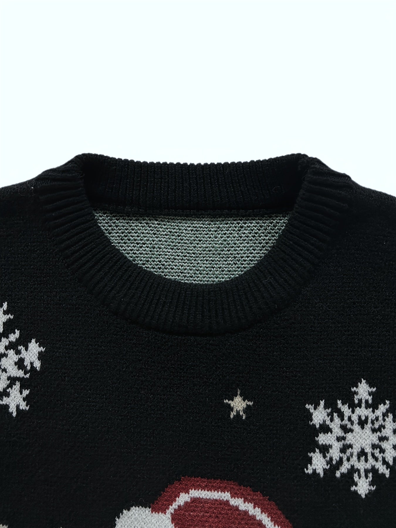 Cozy Men's Loose Fit Snowflake Graphic Print Knitted Crew Neck Long Sleeve Sweater for Fall Winter