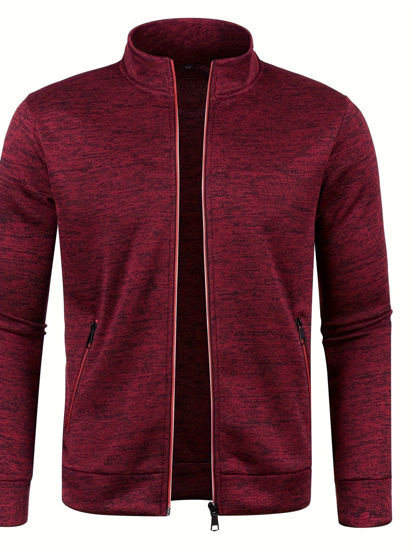 Elegant Mid Stretch Cardigan, Men's Casual Full Zip Up Cardigan Sweater Coat For Fall Winter