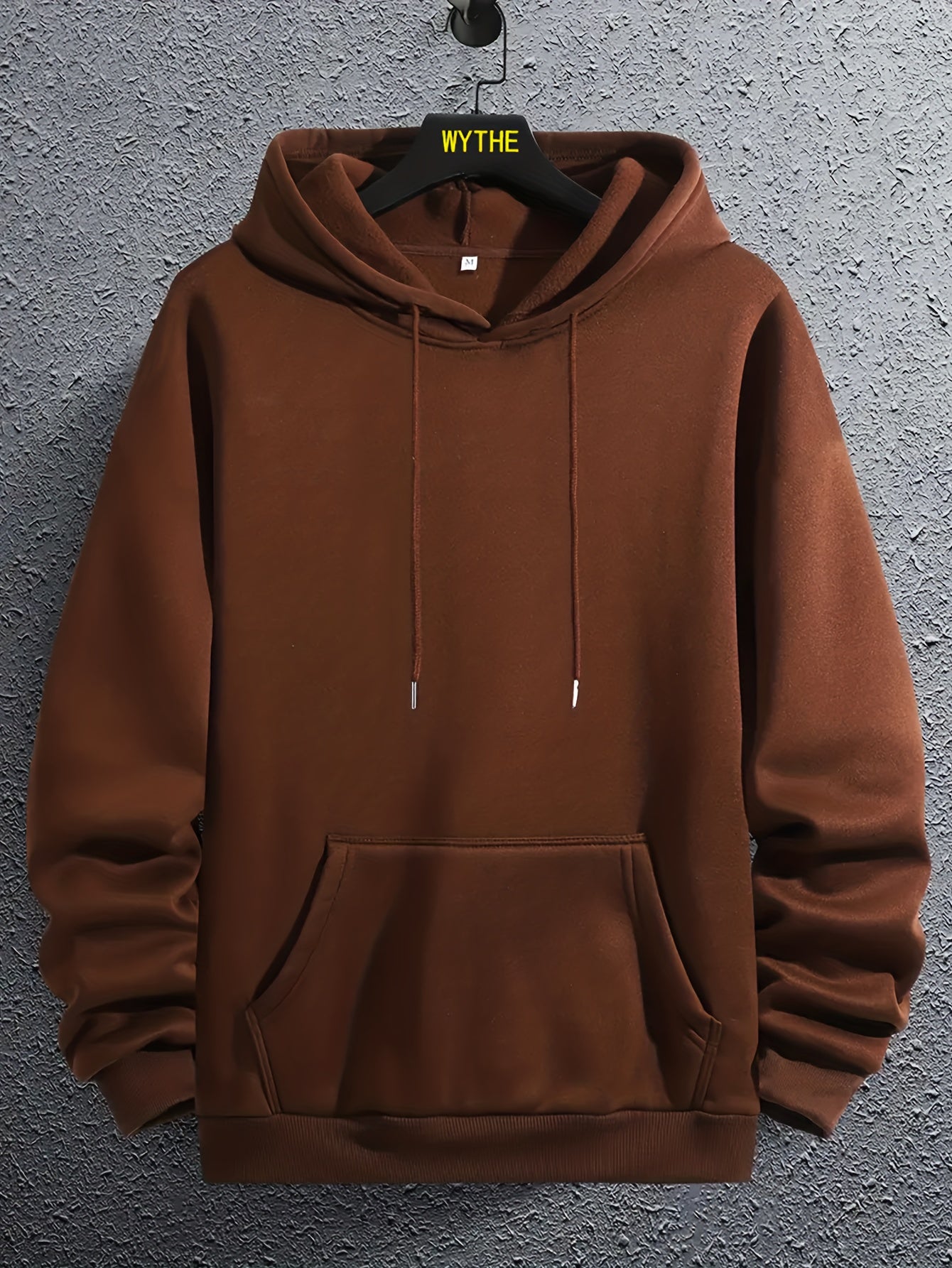 Solid Color Hoodies For Men, Graphic Hoodie With Kangaroo Pocket, Comfy Loose Drawstring Trendy Hooded Pullover, Mens Clothing For Autumn Winter