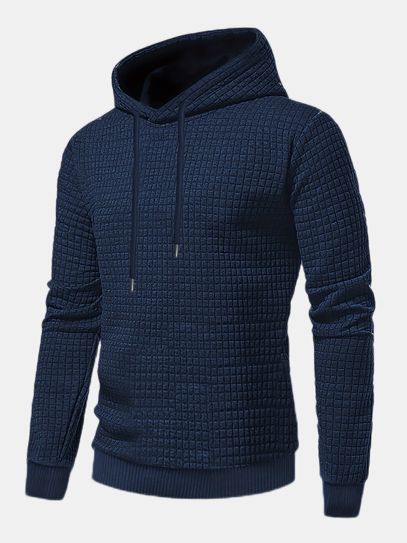 Men's Plain Hoodie, Comfy Stretch Drawstring Trendy Hooded Pullover