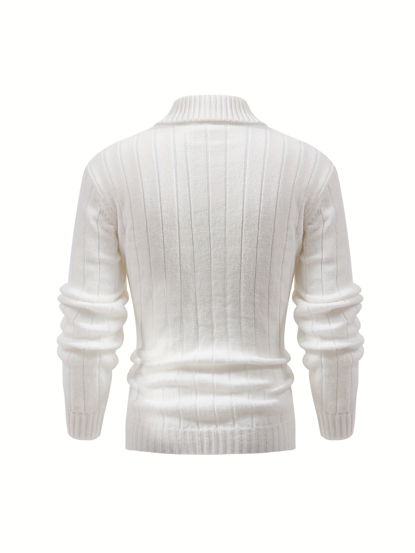 Long Sleeve High Stretch Men's Solid Pullover Casual Cable Knit Turtle Neck Sweater For Fall Winter