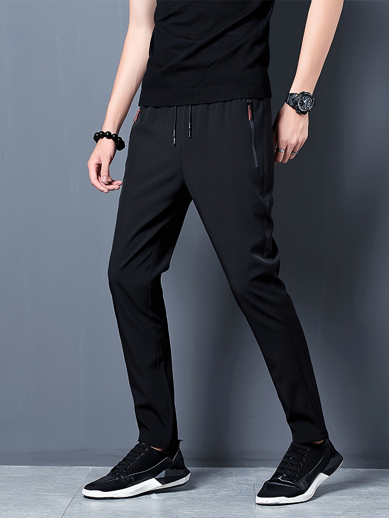 Mens Comfortable Loose Fit Pants with Secure Zip Pockets - Stylish Drawstring Barrel Trousers for Outdoor Adventures & Gifts