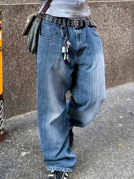 Men's Loose Fit Wide Leg Jeans, Men's Stylish Comfy Denim Pants, Street Style Fashion