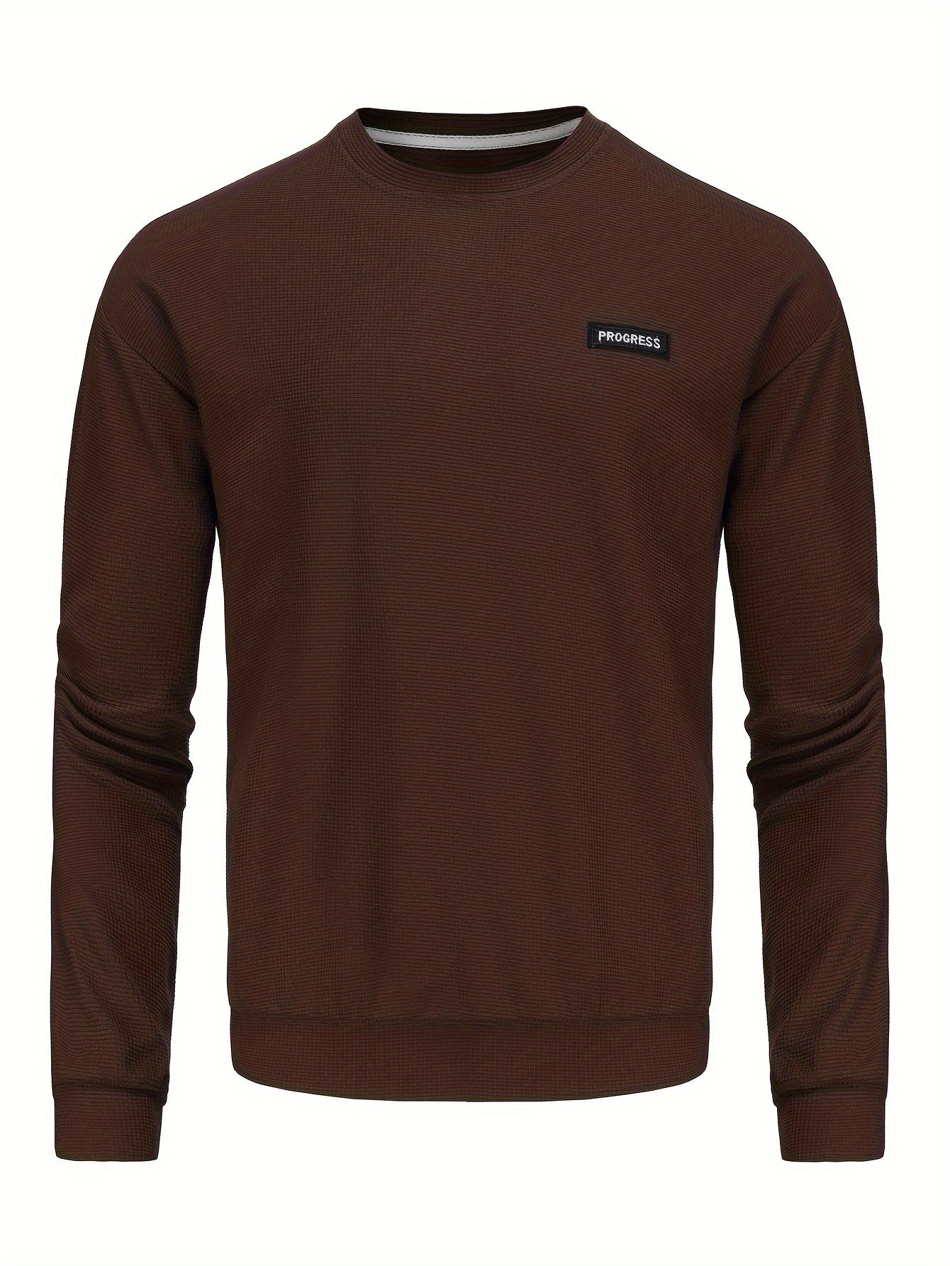 Men's Casual Crew Neck Sweatshirt - Comfortable, Breathable Knit, Durable Solid Color Top for Easy Outdoor Style