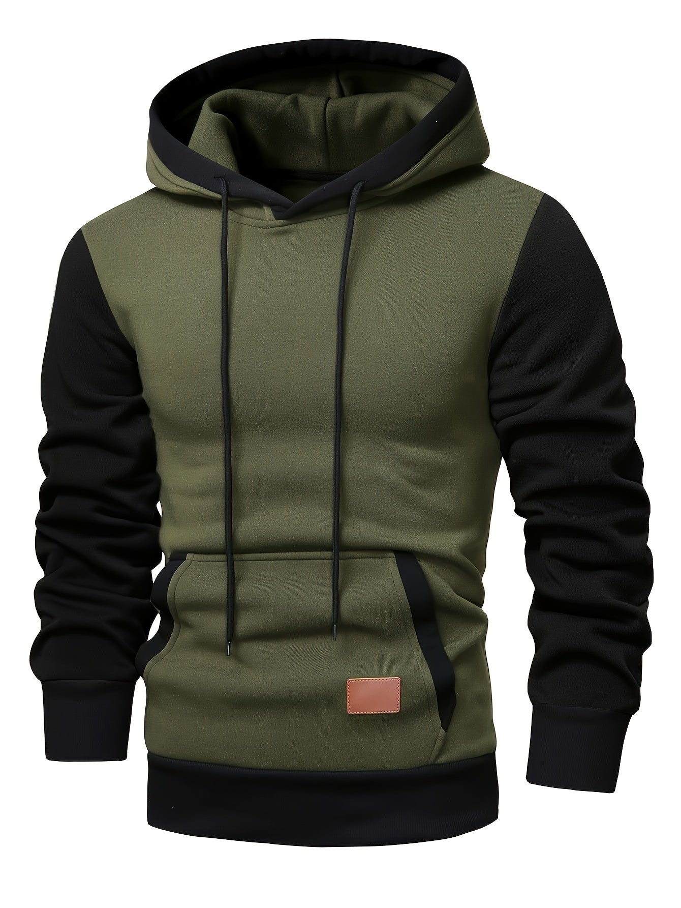 Stylish Patchwork Hooded Sweatshirt - Fashion Hoodies with Contrast Color, Kangaroo Pocket, and Long Sleeve for Casual Daily Outerwear