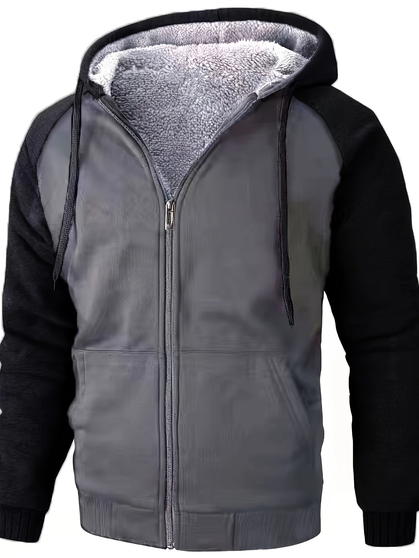 Cozy Autumn Winter Hooded Fleece Jacket - Fashion Hoodies with Contrast Color, Long Sleeve, Zip Up, Warm, Comfy, Outdoors and Sports Wear - Perfect for Casual Daily Life