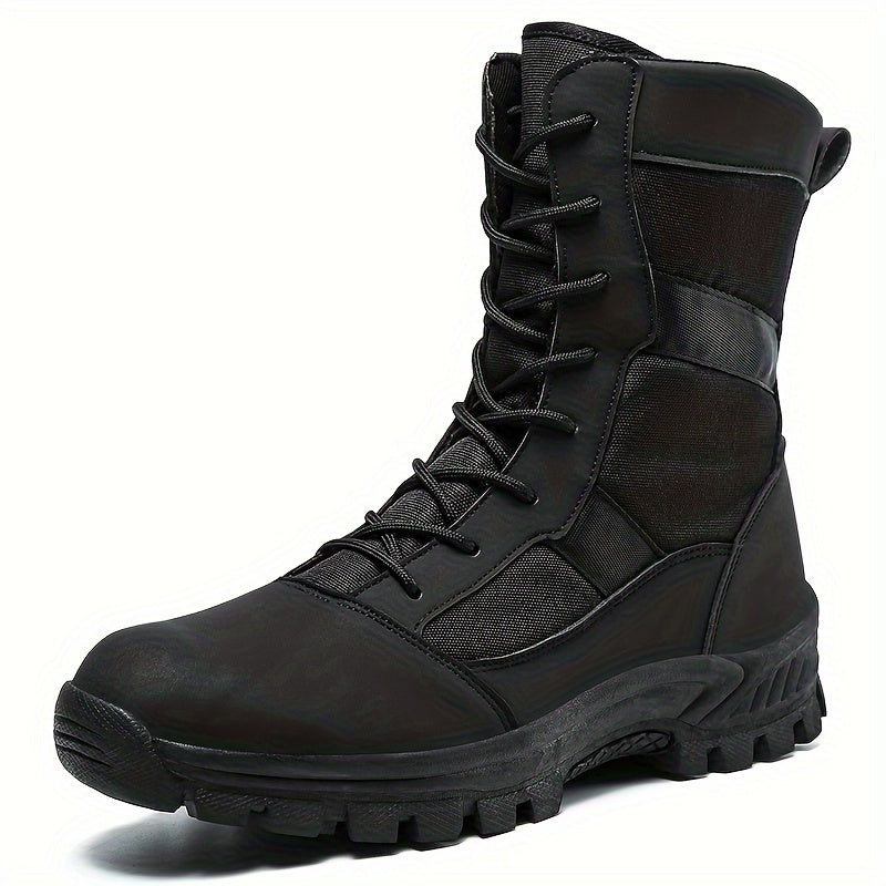 High-Top All-Season Tactical Boots for Men & Women, Durable PU Upper, Breathable Fabric Inner, Slip-Resistant TPR Sole, Round Toe Military Training & Hiking Boots