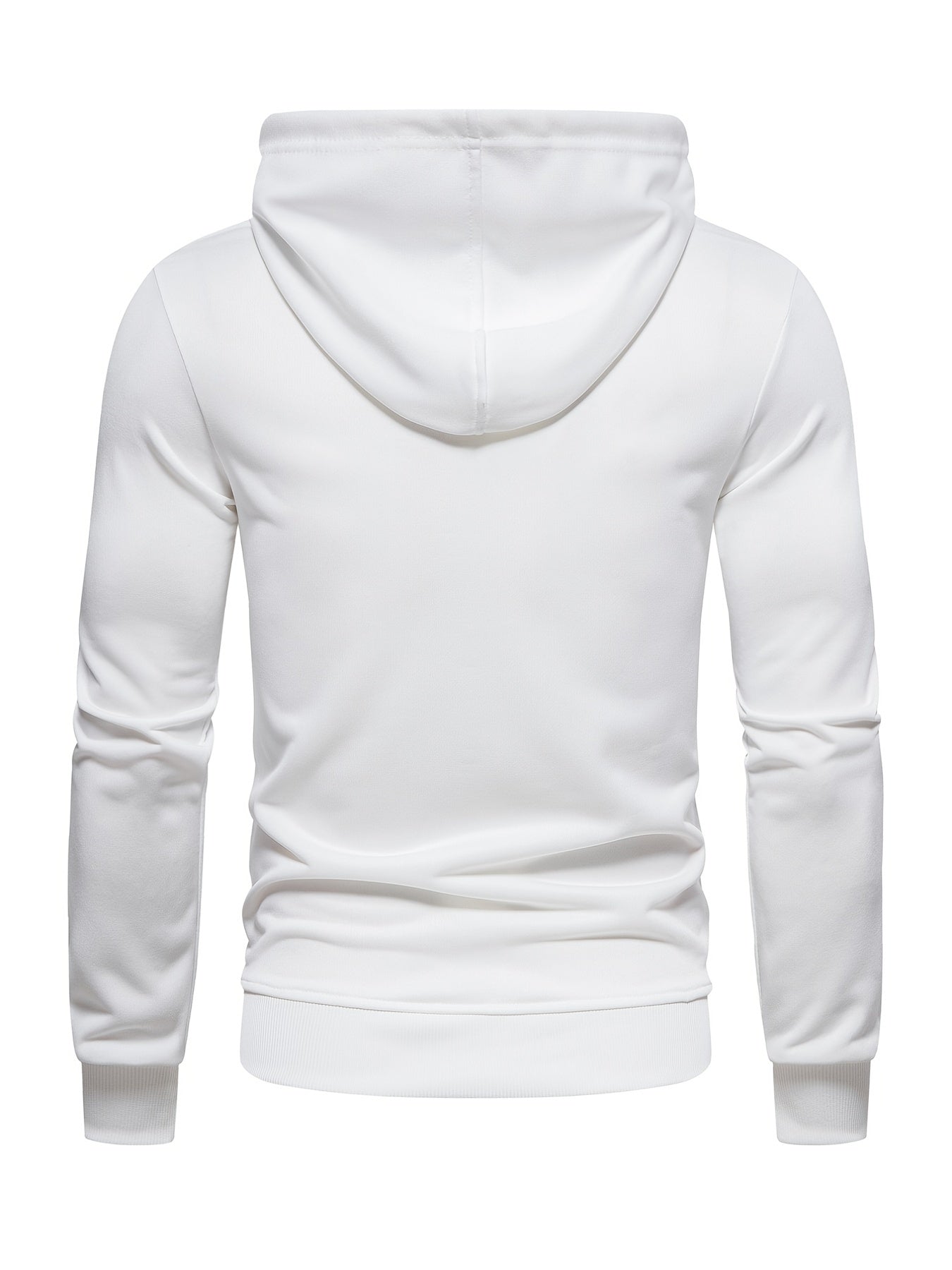 Mens Long Sleeve Solid Hooded Sweatshirt - Soft Slight Stretch Polyester Fabric, Kangaroo Pocket, Regular Fit, Hand Wash Only - Perfect for Outdoor Sports and Casual Fashion in Spring and Fall