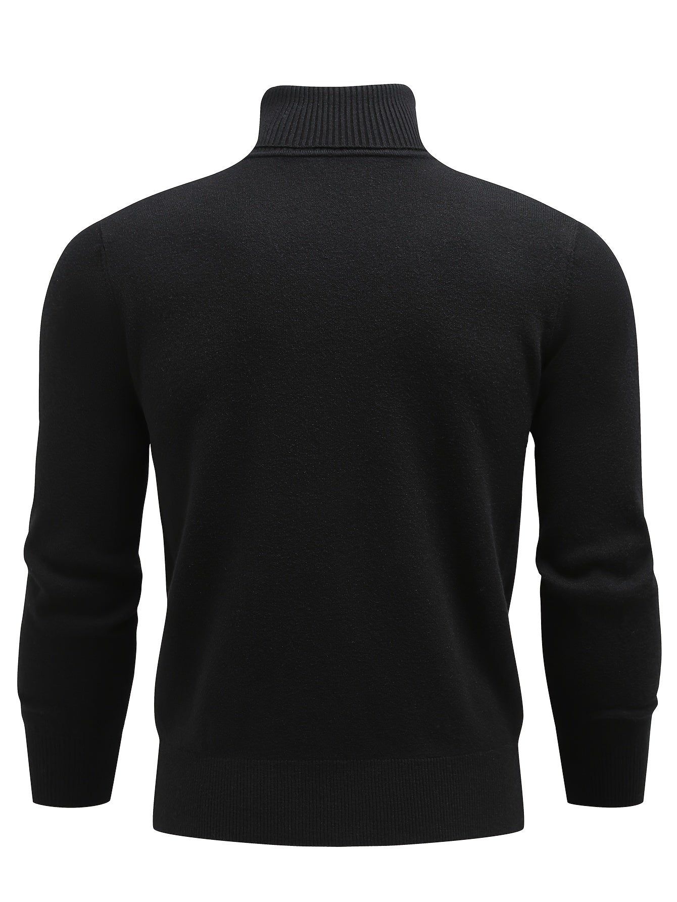 Men's Knitted Sweater, Casual Warm Mid Stretch Solid Turtleneck Pullover Sweater For Fall Winter