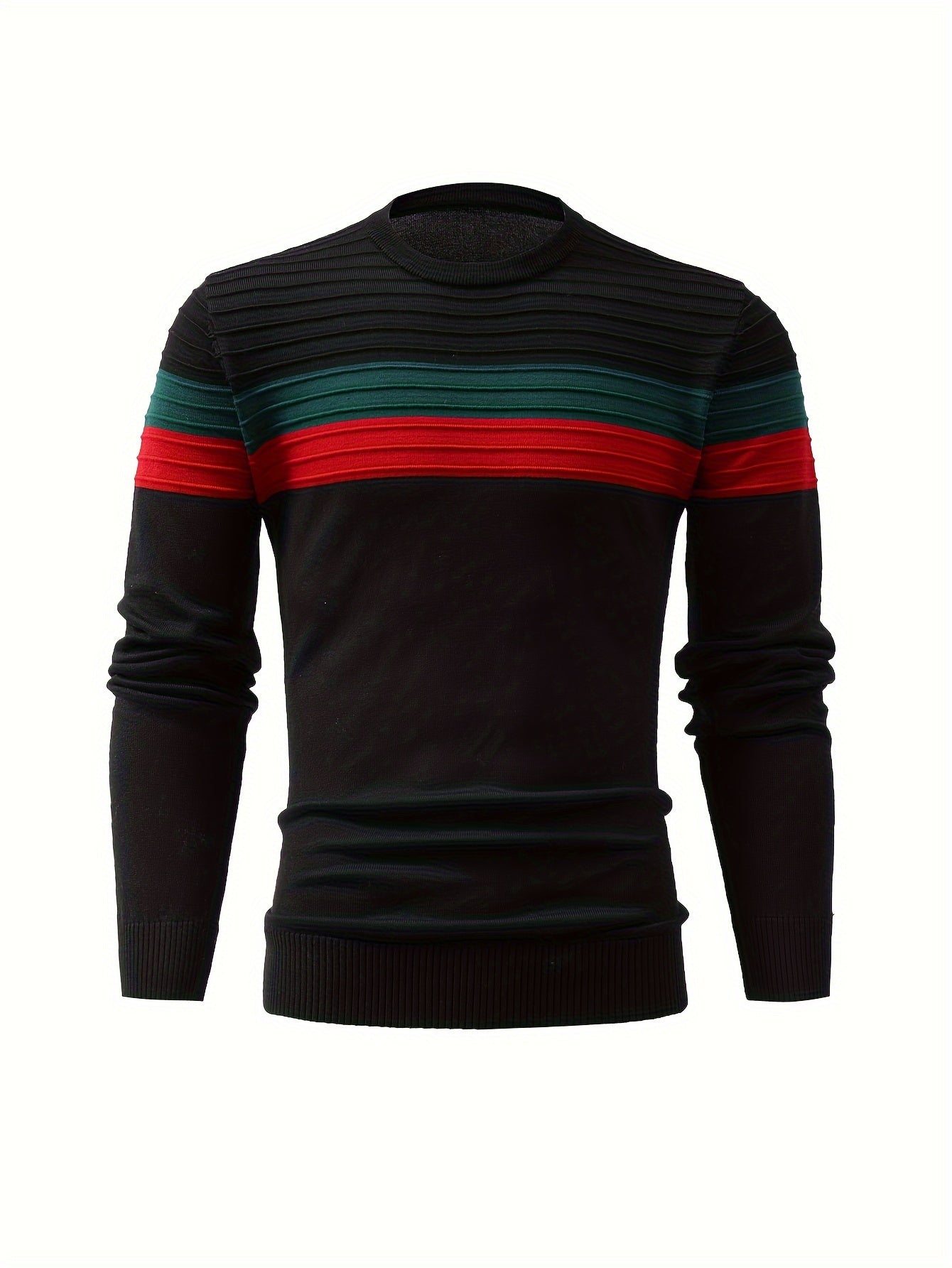 Mens Stylish Retro Striped Knit Sweater - Cozy Pullover for Winter & Fall - Versatile Streetwear, Perfect Gift Idea