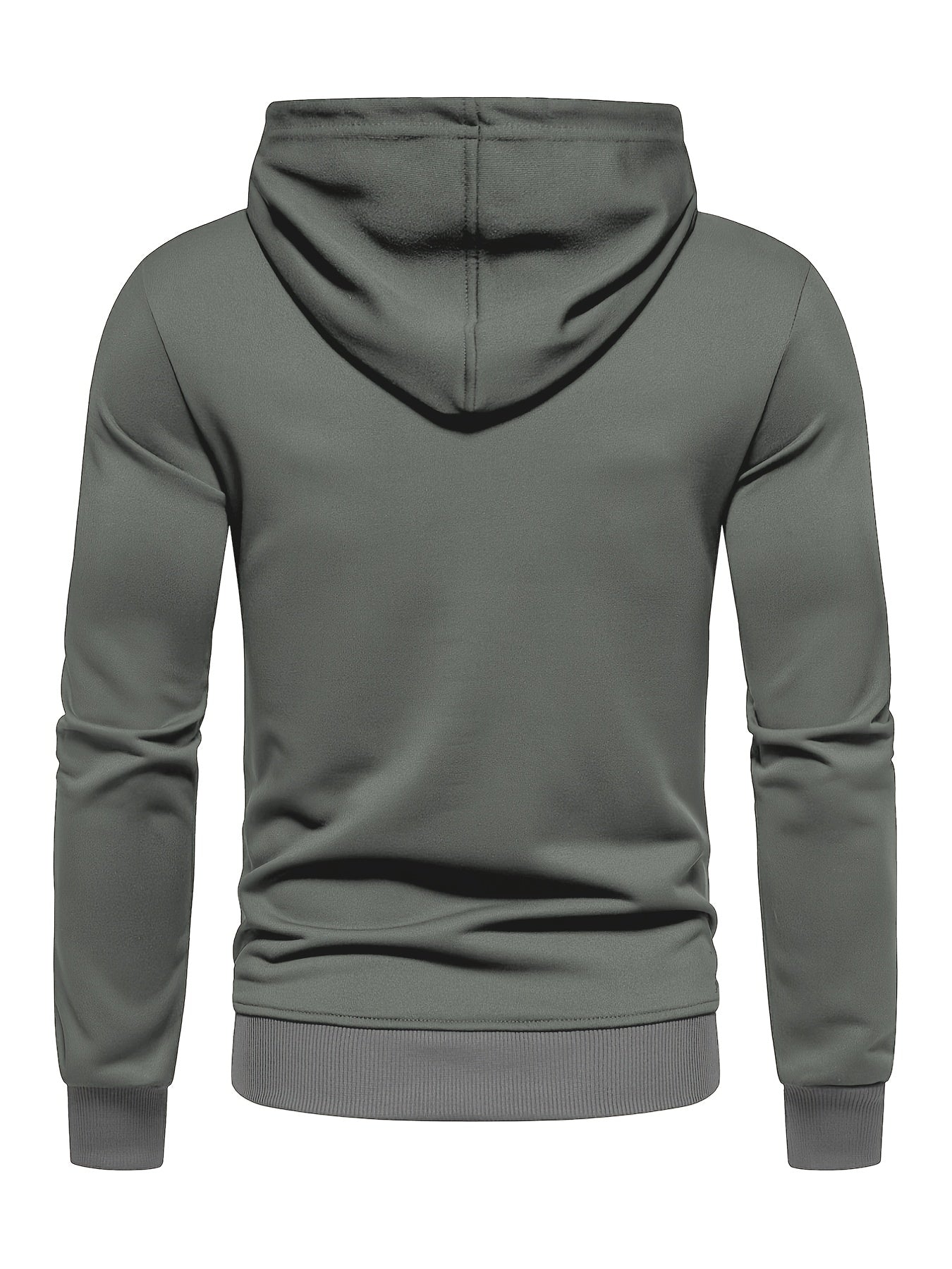 Mens Fashionable Solid Hoodie Sweatshirt - Athletic Street Style with Kangaroo Pocket - Warm & Versatile for Outdoor Sports, Autumn & Winter Wear