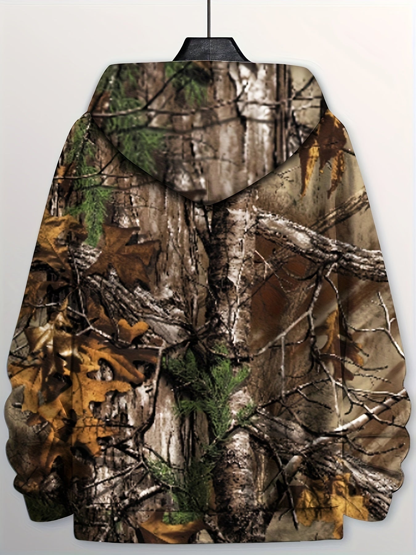 Trendy Forest Print Mens Hooded Jacket - Zippered Long Sleeve Hoodie for Gym & Sports - Perfect for Spring & Fall