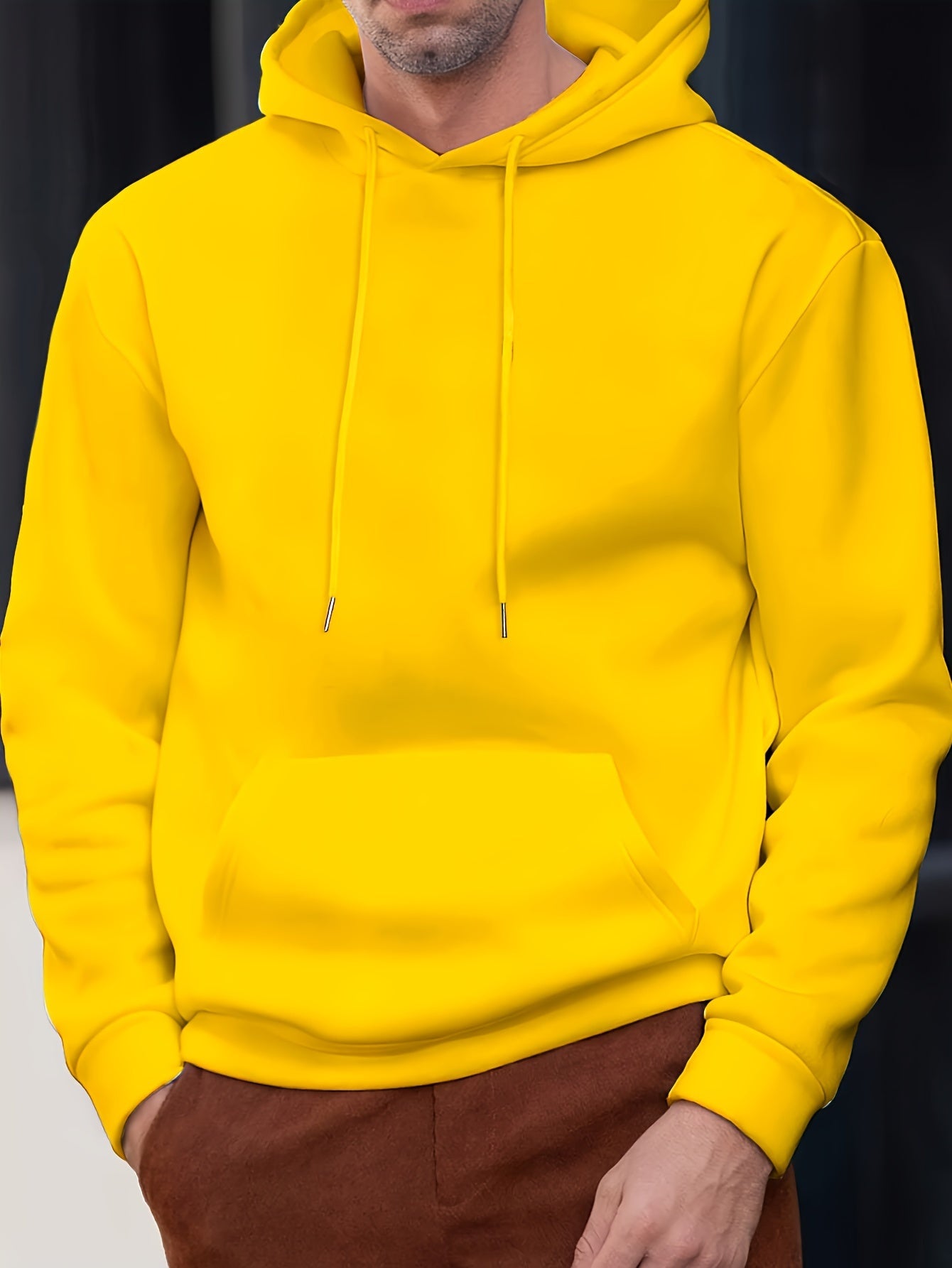 1 Piece Men's Casual Solid Basic Hooded Sweatshirt Streetwear For Winter Fall, As Gifts