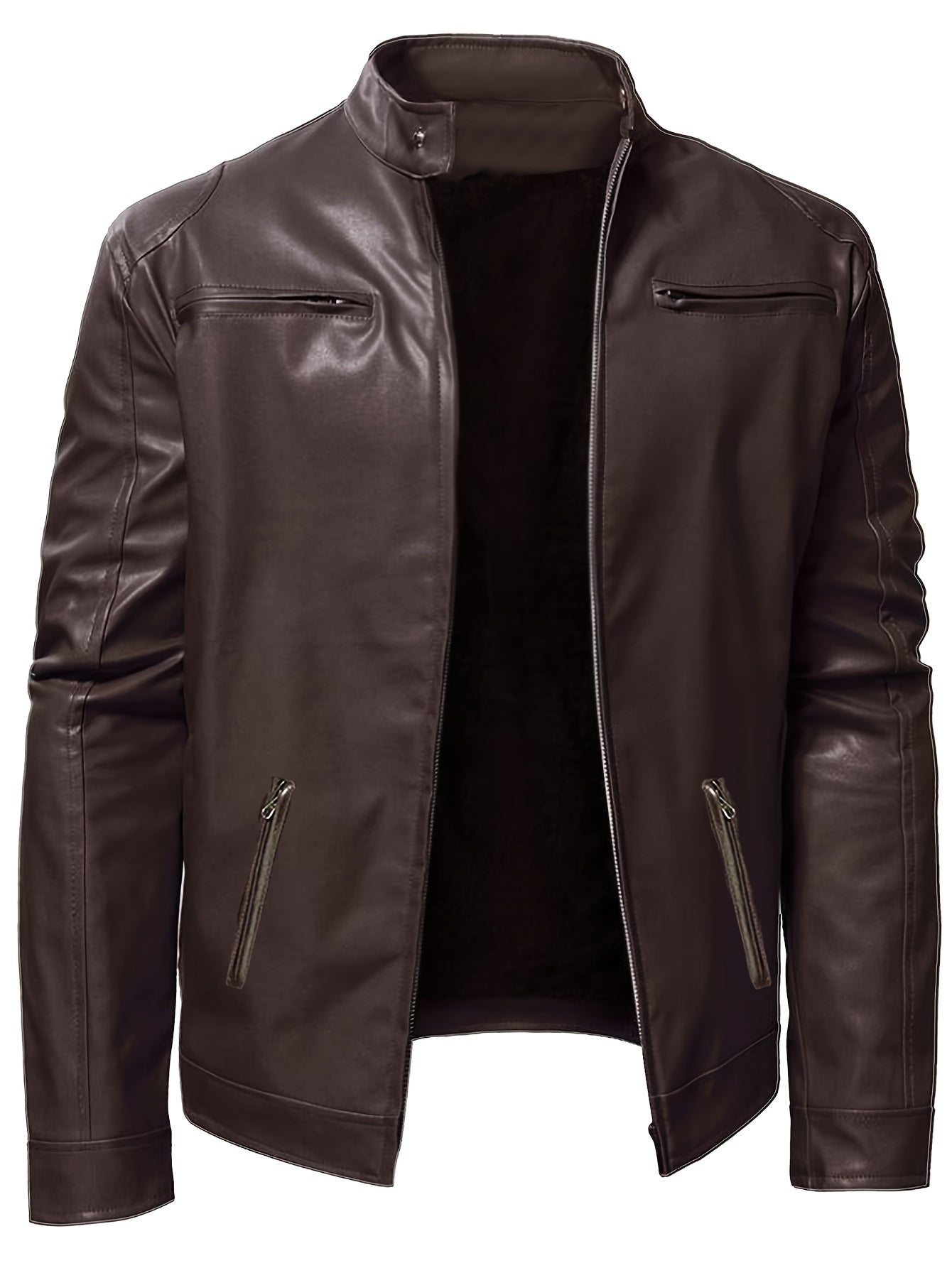 Men's PU Leather Biker Jacket For Spring Fall