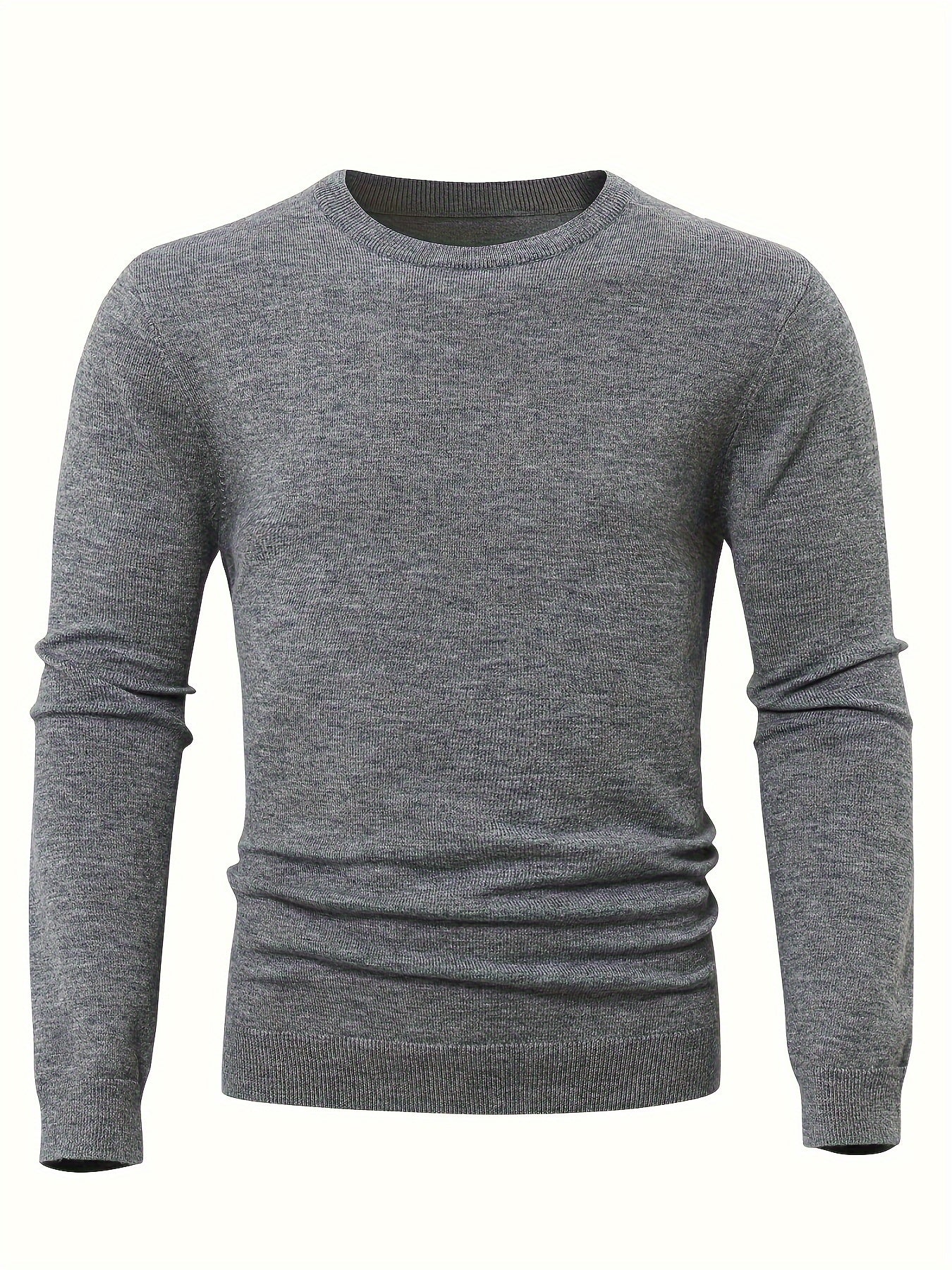 Men's Slim-fit Crew Neck Sweater - Soft Solid Knitted Pullover for Casual Fall and Winter Wear with Long Sleeve