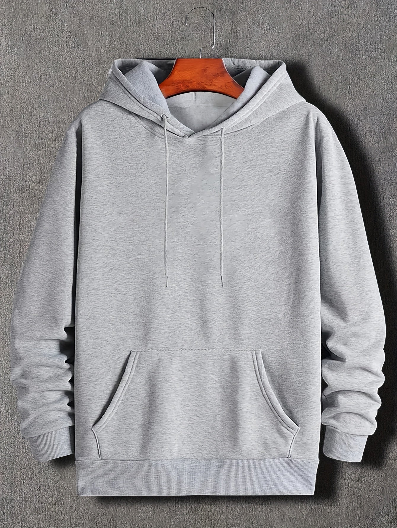 Solid Color Hoodies For Men, Graphic Hoodie With Kangaroo Pocket, Comfy Loose Drawstring Trendy Hooded Pullover, Mens Clothing For Autumn Winter