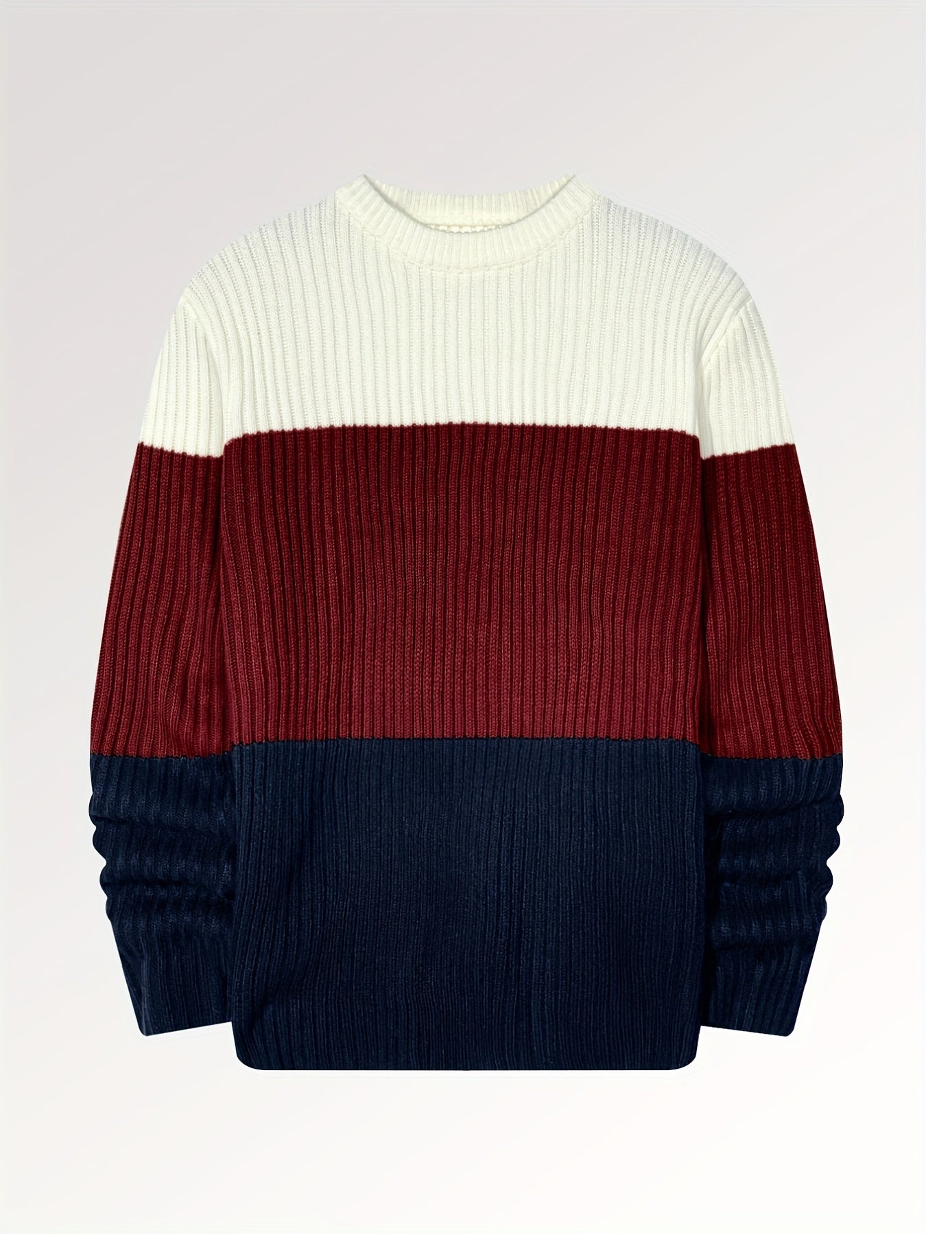 Men's Color Block Crew Neck Pullovers Knit Sweater Top