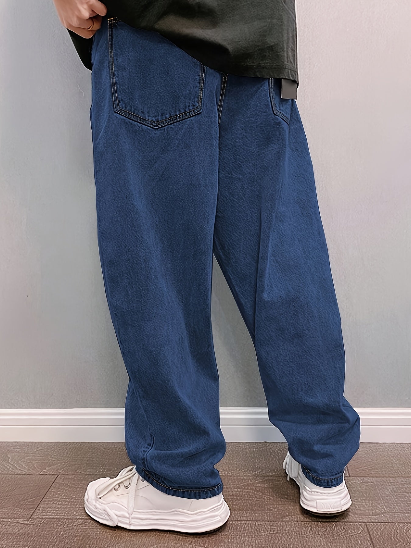 Relaxed Fit Wide Leg Denim Jeans for Men - Comfortable, Versatile, and Fashionable All-Season Pants with Loose Fit and Solid Color - Perfect for Leisure and Casual Occasions