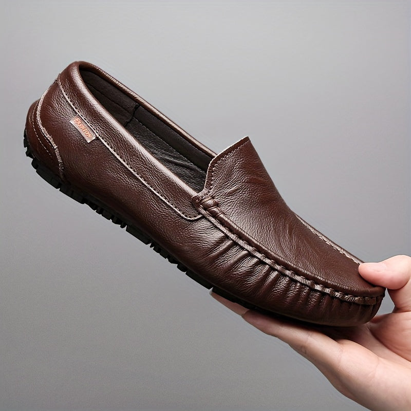 Mens Premium Split Leather Loafers - Ultra-Breathable & Featherweight Slip-Ons - Perfect for Outdoor Walking, Driving in Spring & Summer